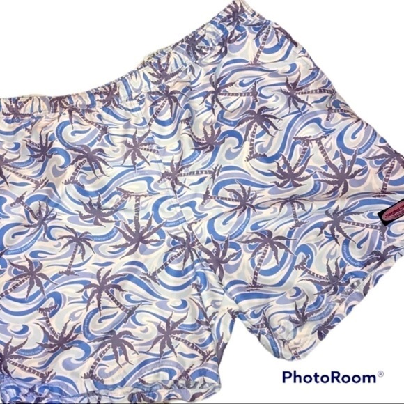 Vineyard Vines CHAPPY WAVE PALM TREE SWIM TRUNKS IN JAKE BLUE Size XL - Picture 1 of 10